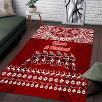 Toa Samoa Christmas Area Rug Samoa Siva Tau Manuia Le Kerisimasi Red Vibe LT9 - Wonder Print Shop