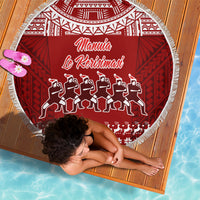 Toa Samoa Christmas Beach Blanket Samoa Siva Tau Manuia Le Kerisimasi Red Vibe LT9 - Wonder Print Shop