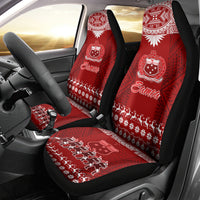 Toa Samoa Christmas Car Seat Cover Samoa Siva Tau Manuia Le Kerisimasi Red Vibe LT9 - Wonder Print Shop