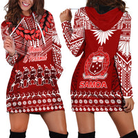 Toa Samoa Christmas Hoodie Dress Samoa Siva Tau Manuia Le Kerisimasi Red Vibe - Wonder Print Shop