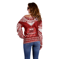 Toa Samoa Christmas Off Shoulder Sweater Samoa Siva Tau Manuia Le Kerisimasi Red Vibe - Wonder Print Shop