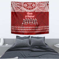 Toa Samoa Christmas Tapestry Samoa Siva Tau Manuia Le Kerisimasi Red Vibe - Wonder Print Shop