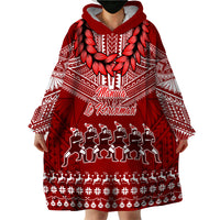Toa Samoa Christmas Wearable Blanket Hoodie Samoa Siva Tau Manuia Le Kerisimasi Red Vibe - Wonder Print Shop