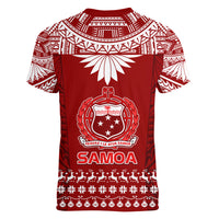 Toa Samoa Christmas Women V Neck T Shirt Samoa Siva Tau Manuia Le Kerisimasi Red Vibe - Wonder Print Shop