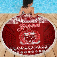 Personalised Toa Samoa Christmas Beach Blanket Samoa Siva Tau Manuia Le Kerisimasi Red Vibe LT9 - Wonder Print Shop