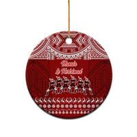 Personalised Toa Samoa Christmas Ceramic Ornament Samoa Siva Tau Manuia Le Kerisimasi Red Vibe LT9 - Wonder Print Shop