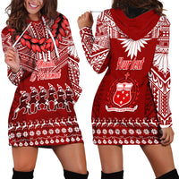 Personalised Toa Samoa Christmas Hoodie Dress Samoa Siva Tau Manuia Le Kerisimasi Red Vibe - Wonder Print Shop