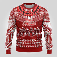 Personalised Toa Samoa Christmas Ugly Christmas Sweater Samoa Siva Tau Manuia Le Kerisimasi Red Vibe - Wonder Print Shop