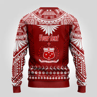 Personalised Toa Samoa Christmas Ugly Christmas Sweater Samoa Siva Tau Manuia Le Kerisimasi Red Vibe - Wonder Print Shop