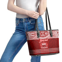 Personalised Toa Samoa Christmas Leather Tote Bag Samoa Siva Tau Manuia Le Kerisimasi Red Vibe - Wonder Print Shop