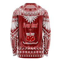 Personalised Toa Samoa Christmas Long Sleeve Shirt Samoa Siva Tau Manuia Le Kerisimasi Red Vibe - Wonder Print Shop