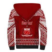 Personalised Toa Samoa Christmas Sherpa Hoodie Samoa Siva Tau Manuia Le Kerisimasi Red Vibe - Wonder Print Shop