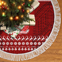 Personalised Toa Samoa Christmas Tree Skirt Samoa Siva Tau Manuia Le Kerisimasi Red Vibe - Wonder Print Shop