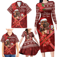 Funny Moo Deng Christmas Family Matching Long Sleeve Bodycon Dress and Hawaiian Shirt LT9 - Wonder Print Shop