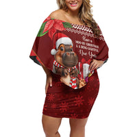 Funny Moo Deng Christmas Family Matching Off Shoulder Short Dress and Hawaiian Shirt LT9 - Wonder Print Shop