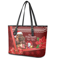 Funny Moo Deng Christmas Leather Tote Bag - Wonder Print Shop