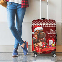 Funny Moo Deng Christmas Luggage Cover - Wonder Print Shop