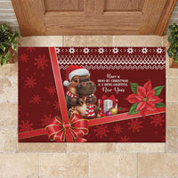 Funny Moo Deng Christmas Rubber Doormat - Wonder Print Shop