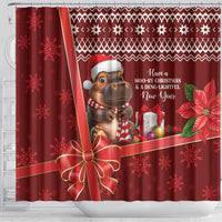 Funny Moo Deng Christmas Shower Curtain