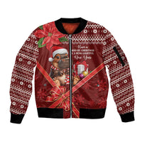 Funny Moo Deng Christmas Sleeve Zip Bomber Jacket - Wonder Print Shop