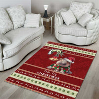 Moo Deng Moo-Ry Christmas Area Rug Santa Baby Pygmy Hippo LT9 - Wonder Print Shop