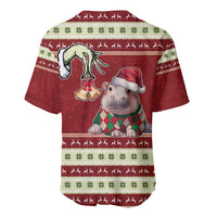 Moo Deng Moo-Ry Christmas Baseball Jersey Santa Baby Pygmy Hippo LT9 - Wonder Print Shop