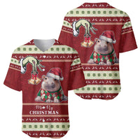 Moo Deng Moo-Ry Christmas Baseball Jersey Santa Baby Pygmy Hippo LT9 - Wonder Print Shop