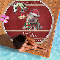 Moo Deng Moo-Ry Christmas Beach Blanket Santa Baby Pygmy Hippo LT9 - Wonder Print Shop