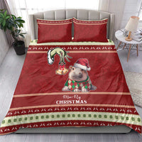 Moo Deng Moo-Ry Christmas Bedding Set Santa Baby Pygmy Hippo LT9 - Wonder Print Shop