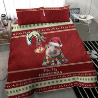 Moo Deng Moo-Ry Christmas Bedding Set Santa Baby Pygmy Hippo LT9 - Wonder Print Shop