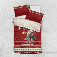 Moo Deng Moo-Ry Christmas Bedding Set Santa Baby Pygmy Hippo LT9 - Wonder Print Shop