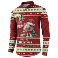 Moo Deng Moo-Ry Christmas Button Sweatshirt Santa Baby Pygmy Hippo LT9 - Wonder Print Shop