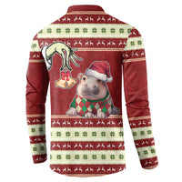 Moo Deng Moo-Ry Christmas Button Sweatshirt Santa Baby Pygmy Hippo LT9 - Wonder Print Shop