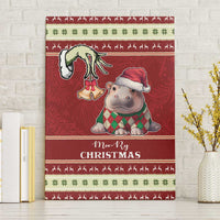 Moo Deng Moo-Ry Christmas Canvas Wall Art Santa Baby Pygmy Hippo LT9 - Wonder Print Shop