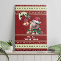 Moo Deng Moo-Ry Christmas Canvas Wall Art Santa Baby Pygmy Hippo LT9 - Wonder Print Shop