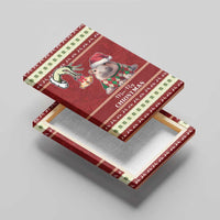 Moo Deng Moo-Ry Christmas Canvas Wall Art Santa Baby Pygmy Hippo LT9 - Wonder Print Shop