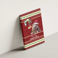 Moo Deng Moo-Ry Christmas Canvas Wall Art Santa Baby Pygmy Hippo LT9 - Wonder Print Shop