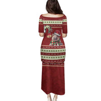 Moo Deng Moo-Ry Christmas Family Matching Puletasi and Hawaiian Shirt Santa Baby Pygmy Hippo - Wonder Print Shop