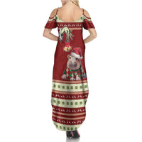 Moo Deng Moo-Ry Christmas Family Matching Summer Maxi Dress and Hawaiian Shirt Santa Baby Pygmy Hippo - Wonder Print Shop