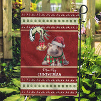Moo Deng Moo-Ry Christmas Garden Flag Santa Baby Pygmy Hippo - Wonder Print Shop