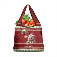 Moo Deng Moo-Ry Christmas Grocery Bag Santa Baby Pygmy Hippo