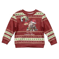 Moo Deng Moo-Ry Christmas Kid Ugly Christmas Sweater Santa Baby Pygmy Hippo - Wonder Print Shop