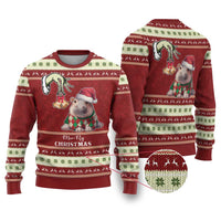 Moo Deng Moo-Ry Christmas Ugly Christmas Sweater Santa Baby Pygmy Hippo - Wonder Print Shop