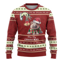 Moo Deng Moo-Ry Christmas Ugly Christmas Sweater Santa Baby Pygmy Hippo - Wonder Print Shop