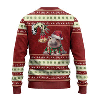 Moo Deng Moo-Ry Christmas Ugly Christmas Sweater Santa Baby Pygmy Hippo - Wonder Print Shop