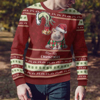 Moo Deng Moo-Ry Christmas Ugly Christmas Sweater Santa Baby Pygmy Hippo - Wonder Print Shop