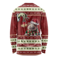 Moo Deng Moo-Ry Christmas Long Sleeve Shirt Santa Baby Pygmy Hippo - Wonder Print Shop
