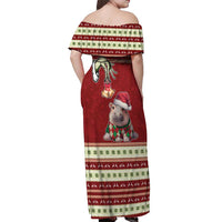 Moo Deng Moo-Ry Christmas Off Shoulder Maxi Dress Santa Baby Pygmy Hippo - Wonder Print Shop