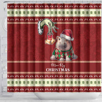 Moo Deng Moo-Ry Christmas Shower Curtain Santa Baby Pygmy Hippo