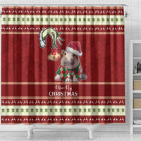 Moo Deng Moo-Ry Christmas Shower Curtain Santa Baby Pygmy Hippo